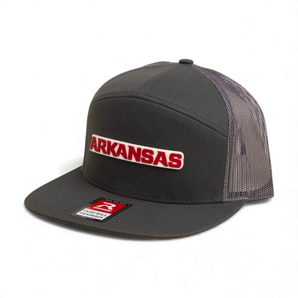 Arkansas Razorbacks ARKANSAS Red 3D Snapback Seven-Panel Trucker Hat- Charcoal - Picture 2 of 3